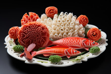 3d printed food arranged in a visually striking pattern, created with generative aiの素材