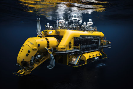 cutting-edge deep-sea research vessel on water, created with generative aiの素材
