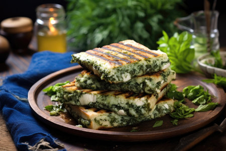 grilled blue cheese with herbs and spices, created with generative aiの素材