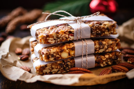 granola bars wrapped in parchment paper, created with generative aiの素材