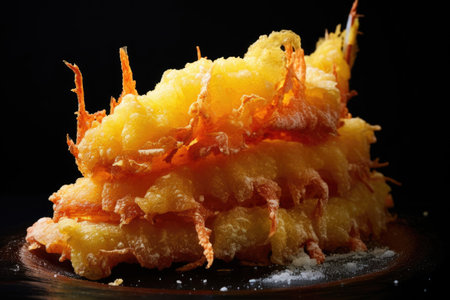 close-up of crispy tempura texture, created with generative aiの素材
