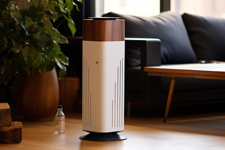 air purifier with hepa filter specification label, created with generative aiの素材