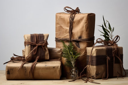 gifts wrapped in eco-friendly materials, created with generative aiの素材