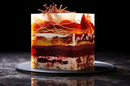 3d printed food layers forming a unique dessert, created with generative aiの素材