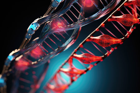nanotechnology devices interacting with dna strands, created with generative aiの素材