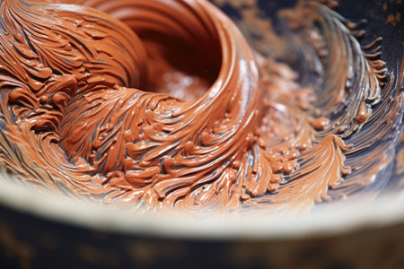 detail of pottery glazing technique on a bowl, created with generative aiの素材