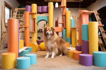 obstacle course designed for puppy training, created with generative aiの素材