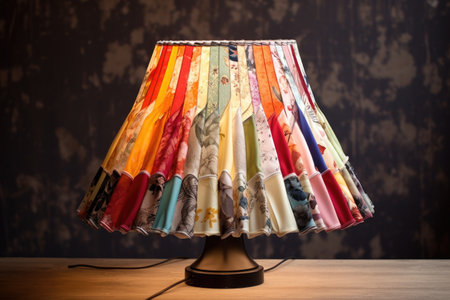 lampshade decorated with fabric swatches, created with generative aiの素材