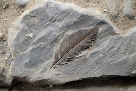 bird footprint fossil in a rock slab, created with generative aiの素材