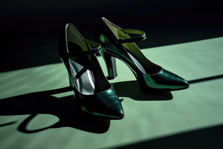 polished shoes with dramatic shadow effects, created with generative aiの素材