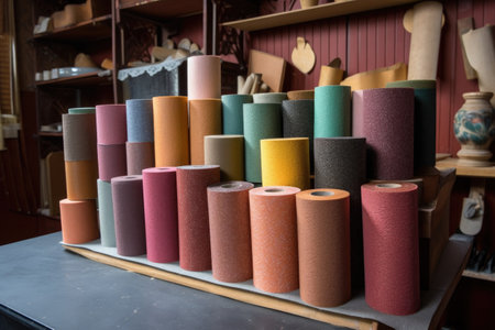 collection of sandpaper grits for furniture refinishing, created with generative aiの素材