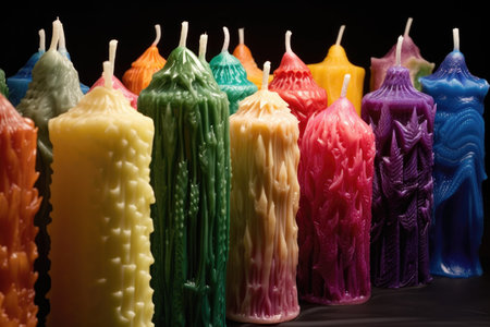 colorful candle molds filled with wax, created with generative aiの素材