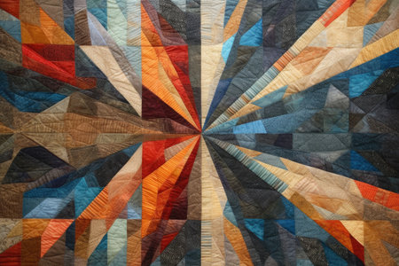 patchwork quilt with intricate geometric designs, created with generative aiの素材