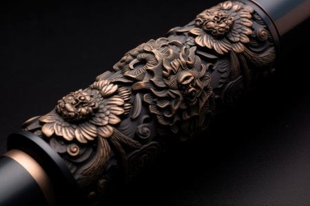 beautifully crafted samurai sword handle with unique design, created with generative aiの素材