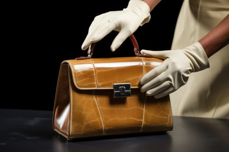 leather conditioner applied to a handbag, created with generative aiの素材