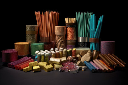 variety of raw materials used in fireworks, created with generative aiの素材