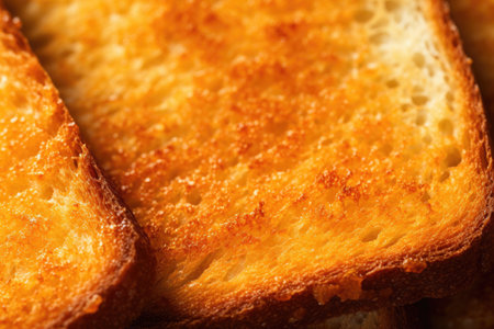 close-up of crispy toasted bread texture, created with generative aiの素材