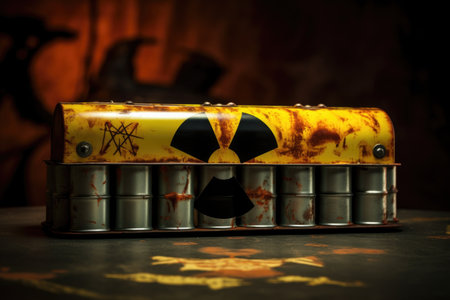 nuclear symbol on battery casing, created with generative aiの素材