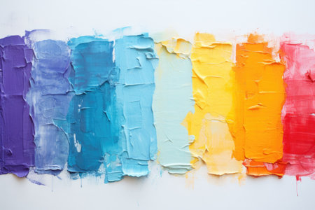 colorful paint swatches on white wall, created with generative aiの素材