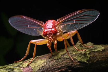 cicada laying eggs on tree branch, created with generative aiの素材