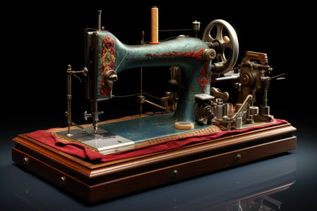 sewing machine with various presser foot attachments, created with generative aiの素材