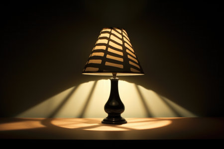 light bulb in a lampshade casting shadows, created with generative aiの素材