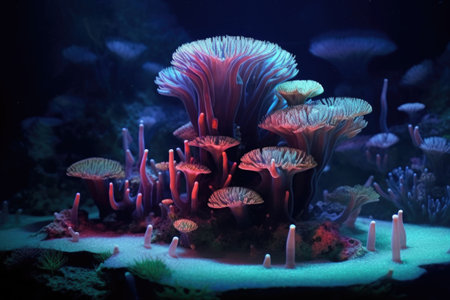 time-lapse of coral polyps opening and closing during night feed, created with generative aiの素材