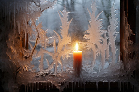 various sizes of candles lined up and lit in a row, created with generative aiの素材