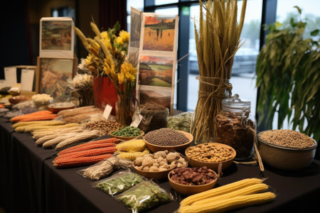seed exchange event with displayed heritage seeds, created with generative aiの素材