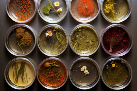 heritage seeds in petri dishes for scientific research, created with generative aiの素材