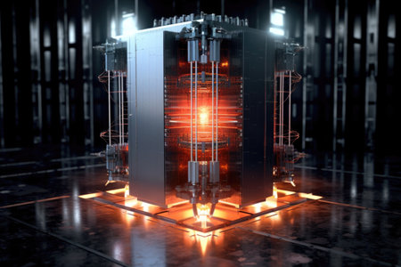 quantum computer core in a dark, futuristic setting, created with generative aiの素材