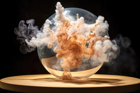 smoke-filled sphere floating in zero gravity, created with generative aiの素材
