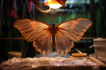 butterfly drying wings after emerging from chrysalis, created with generative aiの素材