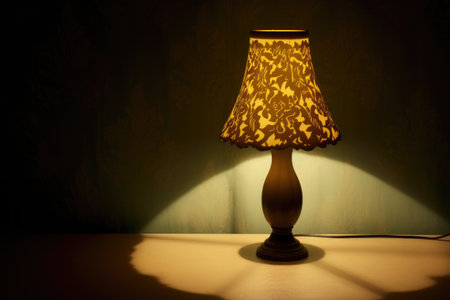 light bulb in a lampshade casting shadows, created with generative aiの素材