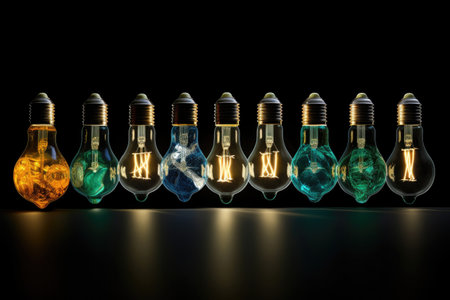 energy-efficient light bulbs next to traditional ones, created with generative aiの素材
