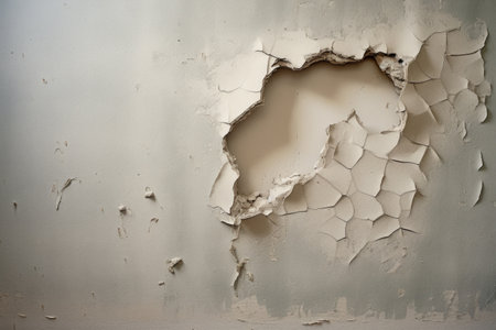 patched hole in a drywall with spackle knife, created with generative aiの素材