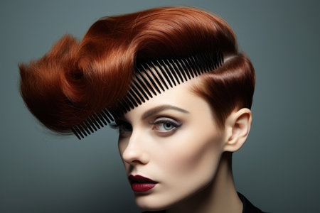 freshly cut hair on a comb or brush, created with generative aiの素材