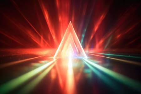 macro shot of light rays splitting through prism, created with generative aiの素材