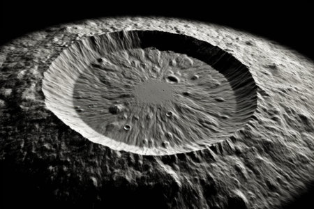 mysterious moon crater captured by lunar rover, created with generative aiの素材