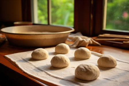 tortilla dough balls ready for rolling or pressing, created with generative aiの素材