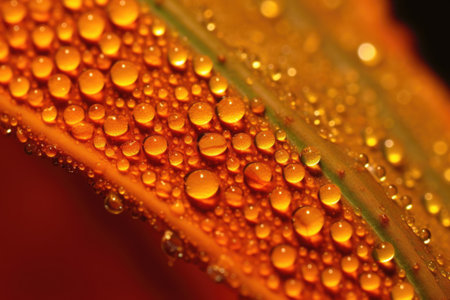 abstract macro shot of pollen particles on leaf, created with generative aiの素材