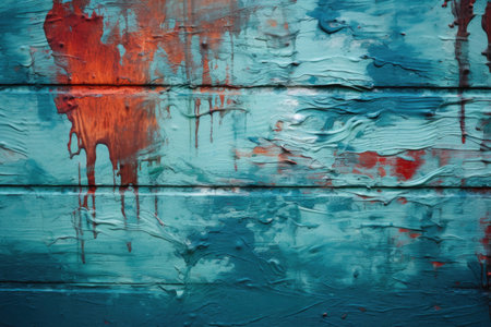 macro shot of paint texture on wooden fence, created with generative aiの素材