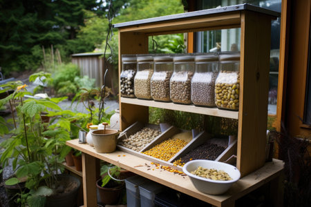 seed saving station in a permaculture garden, created with generative aiの素材