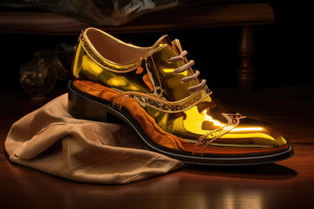 polishing cloth in motion, creating shine on shoe, created with generative aiの素材