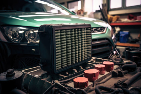 car air filter replacement in progress, created with generative aiの素材