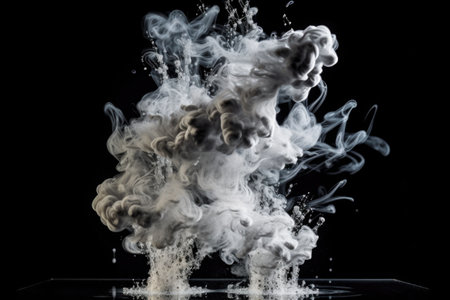 smoke interacting with zero gravity water droplets, created with generative aiの素材