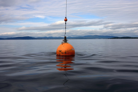 monitoring and detection buoy floating in the ocean, created with generative aiの素材