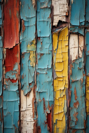 abstract pattern of peeling paint on old wood, created with generative aiの素材