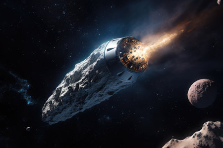 space capsule loaded with asteroid resources, created with generative aiの素材