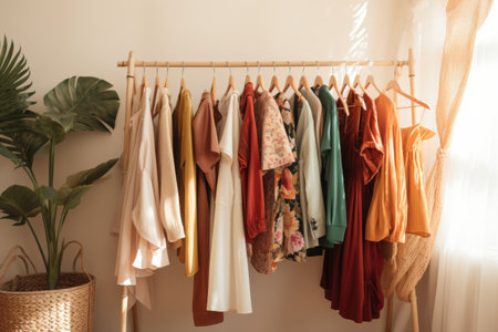 clothes folded neatly in a stack, labeled by day, created with generative aiの素材